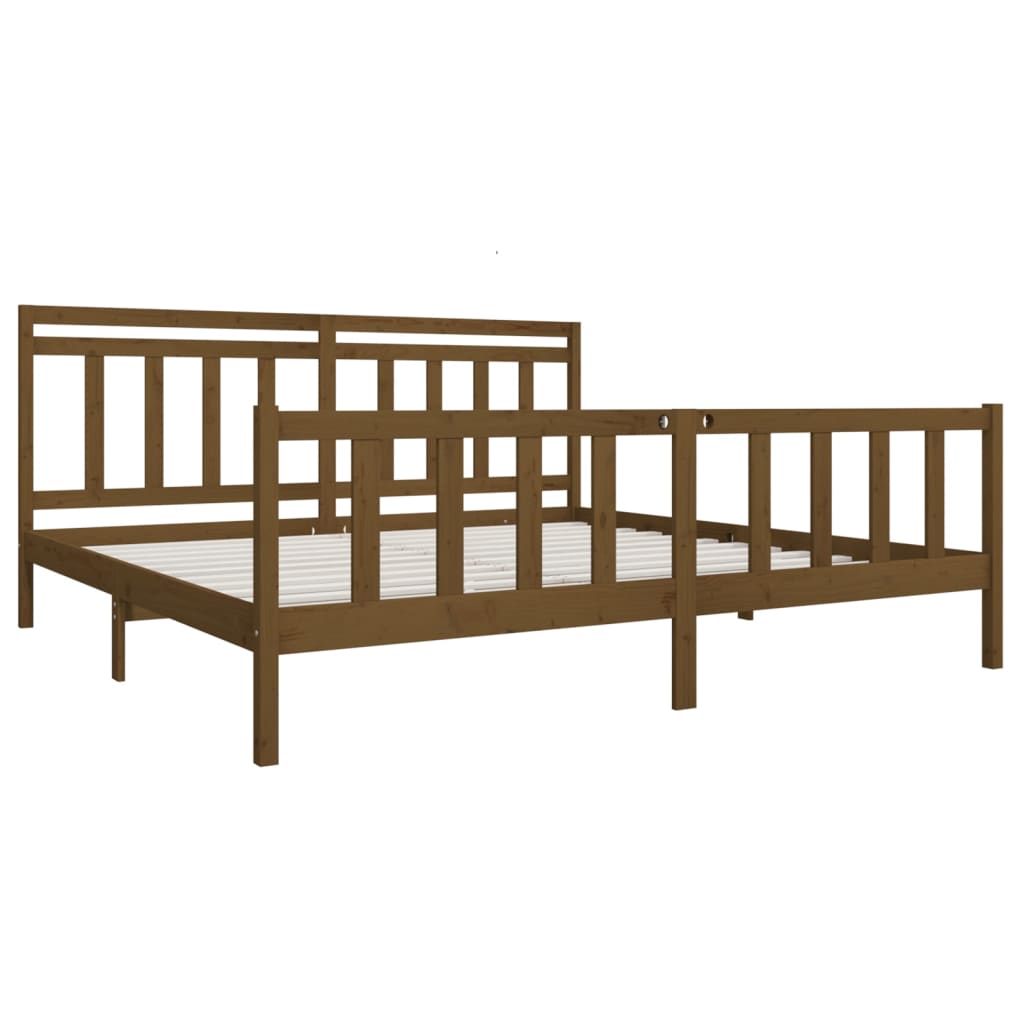 Sengeramme honningbrun heltre 200x200 cm