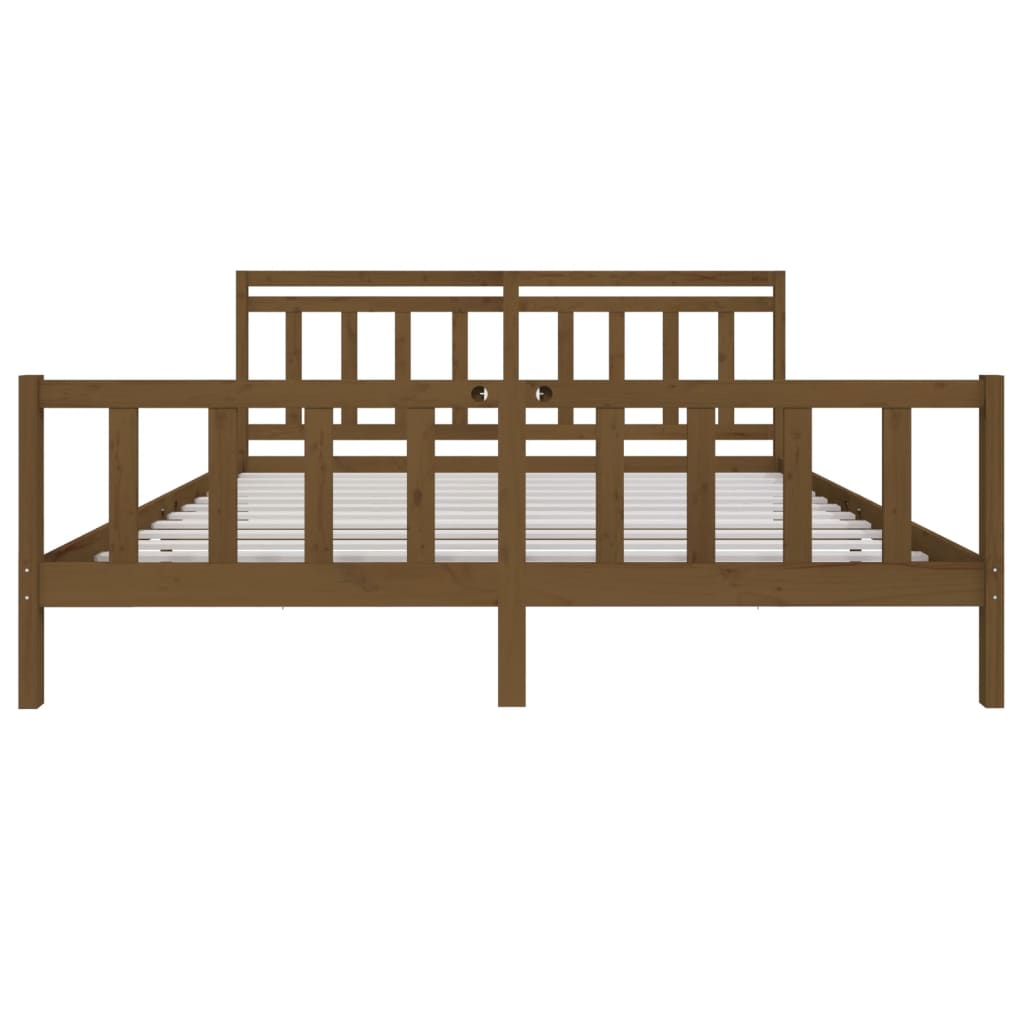 Sengeramme honningbrun heltre 200x200 cm
