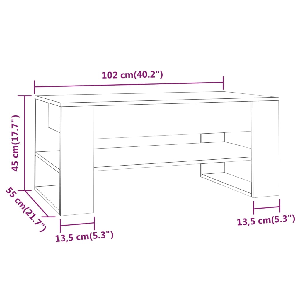 Salongbord svart 102x55x45 cm konstruert tre