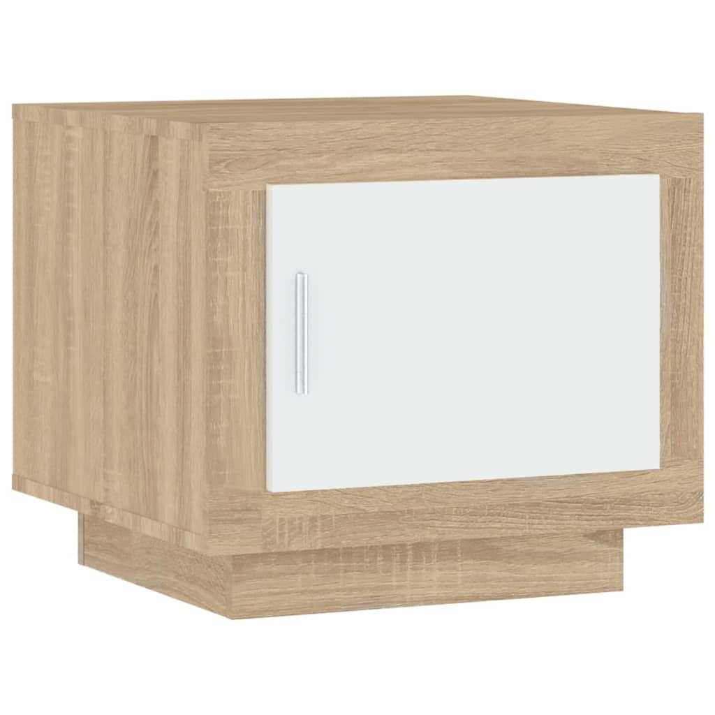 Salongbord hvit og sonoma eik 51x50x45 cm konstruert tre