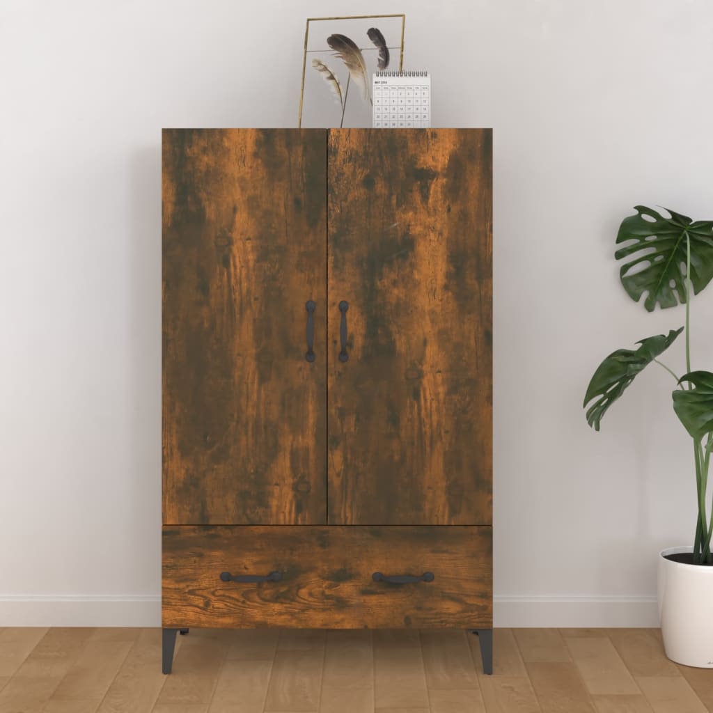 Highboard Røkt Eik 70X31X115 Cm Konstruert Tre