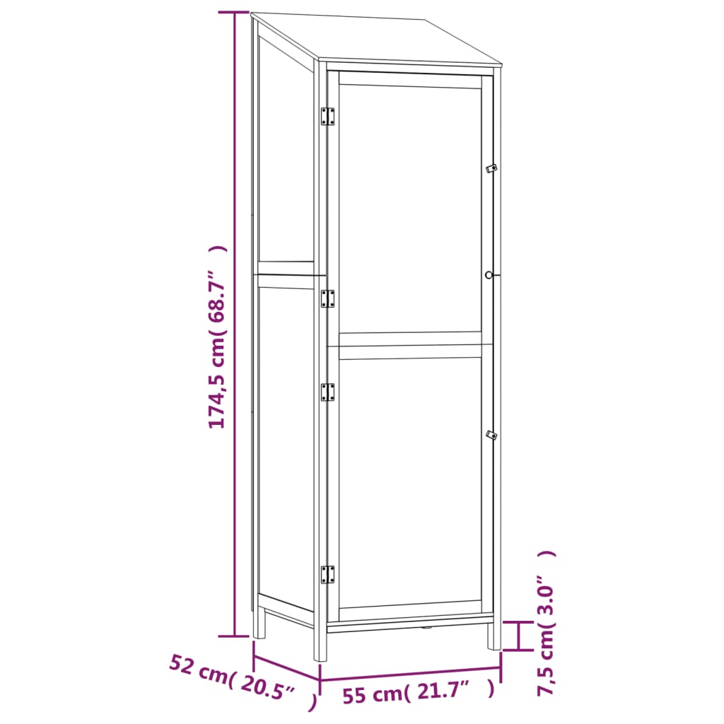 Hageskur antrasitt 55x52x174,5 cm heltre gran