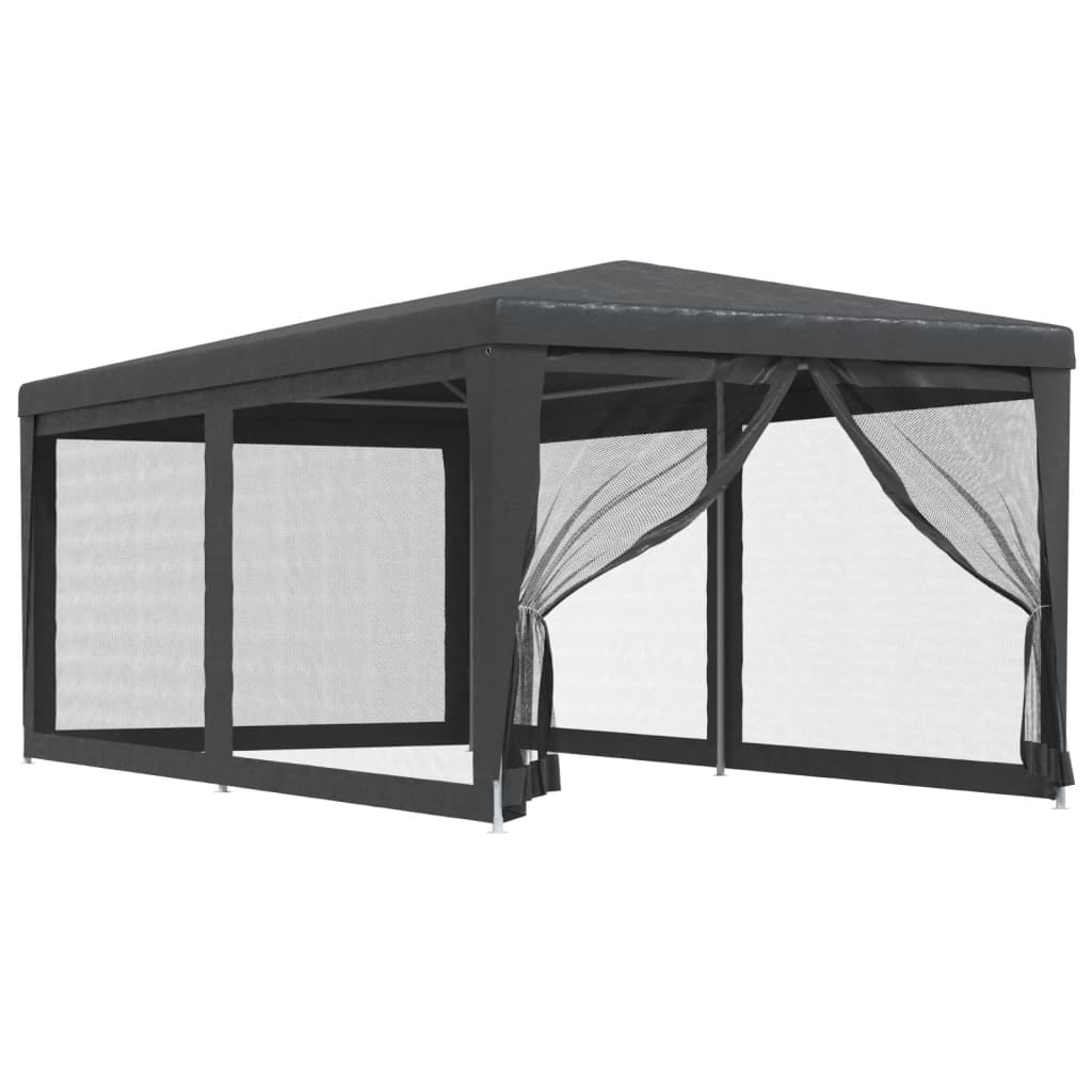 Festtelt med 6 sidevegger av netting antrasitt 3x6 m HDPE