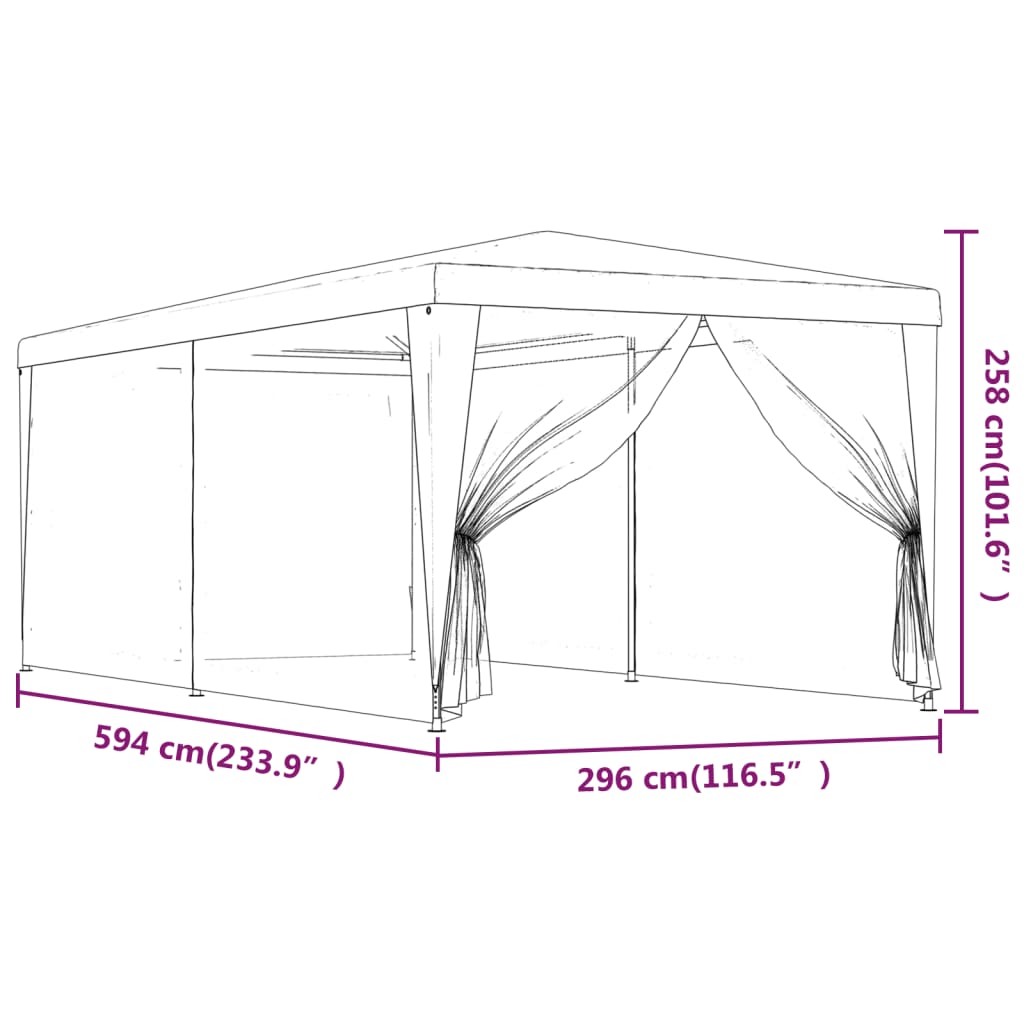 Festtelt med 6 sidevegger av netting antrasitt 3x6 m HDPE