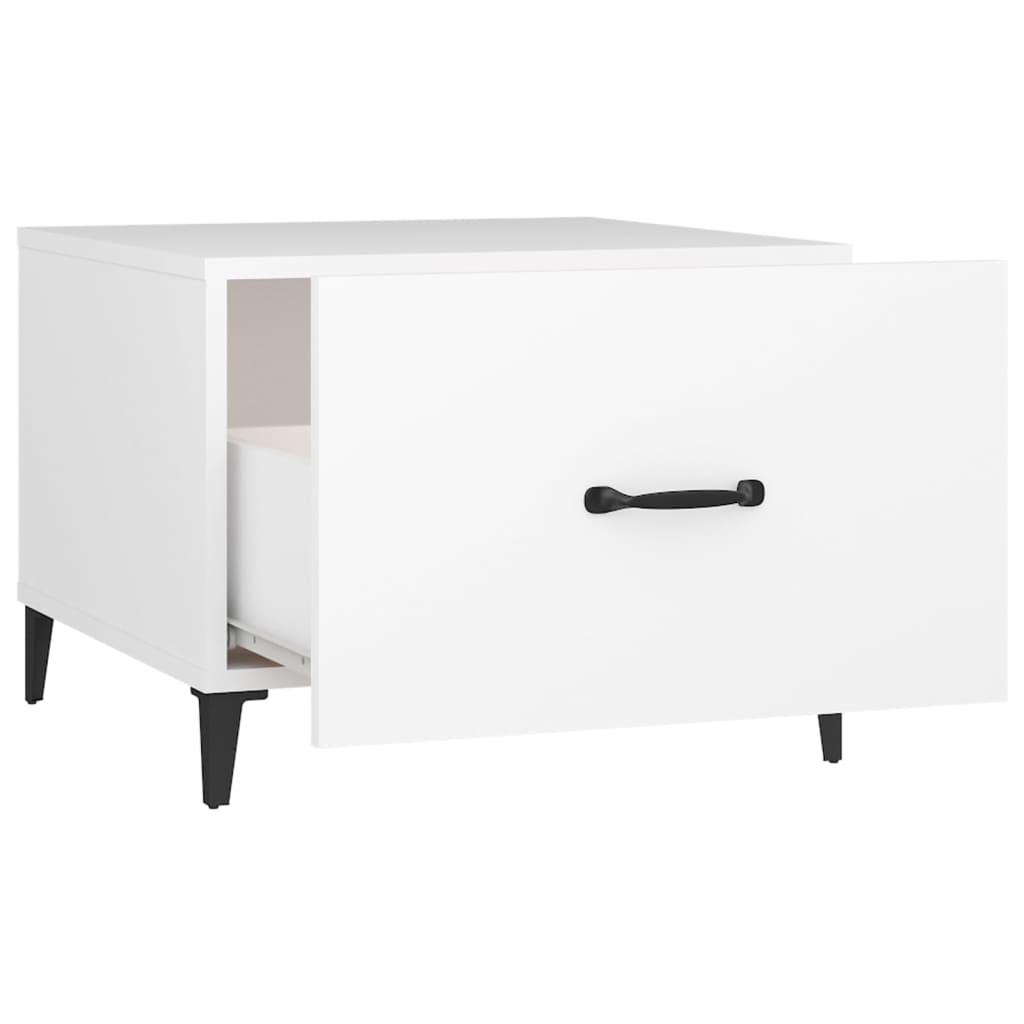 Salongbord med metallben 2 stk hvit 50x50x40 cm