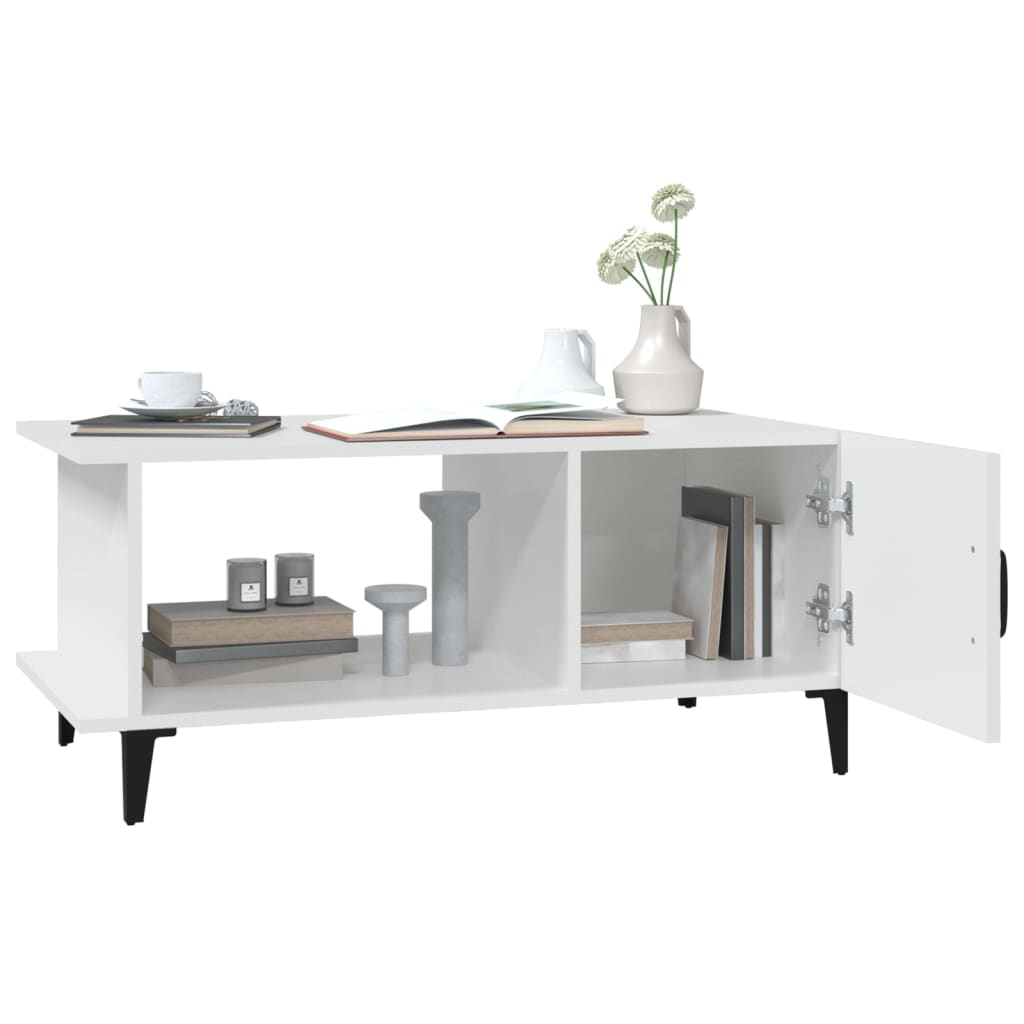 Salongbord hvit 90x50x40 cm konstruert tre