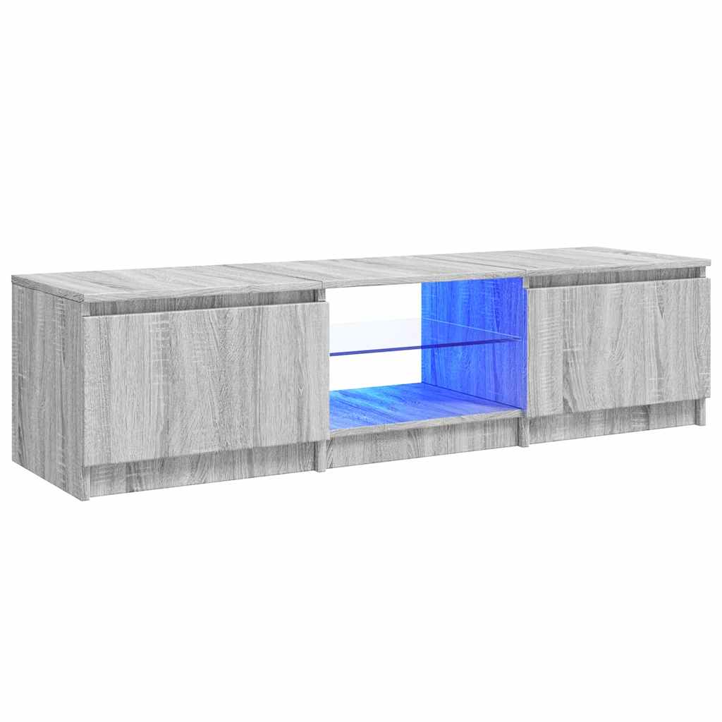 Tv-Benk Med Led-Lys Grå Eik 140X40X36 Cm