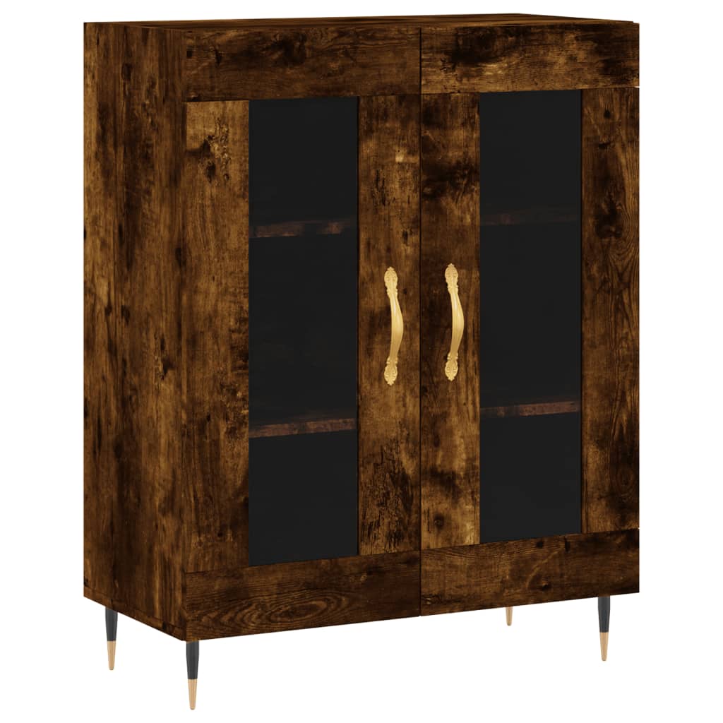 Highboard Røkt Eik 69,5X34X180 Cm Konstruert Tre