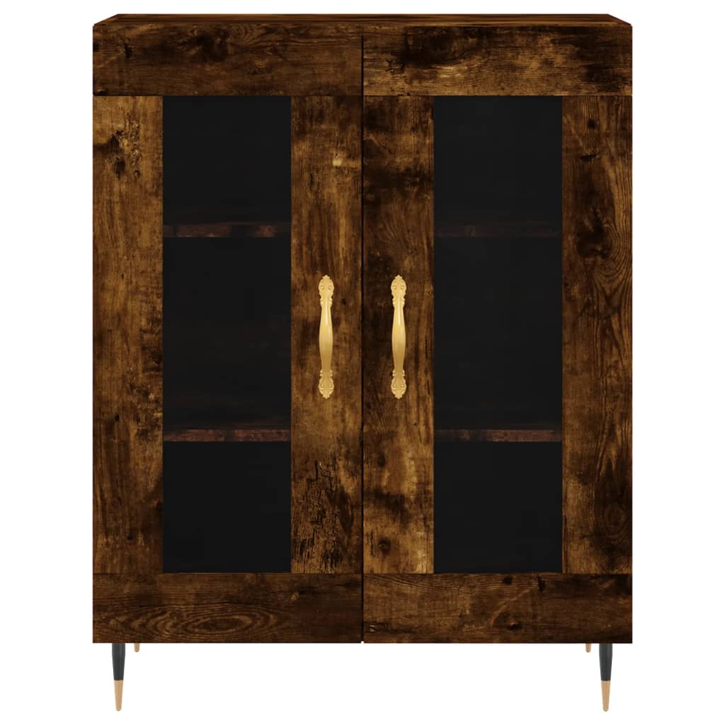 Highboard Røkt Eik 69,5X34X180 Cm Konstruert Tre