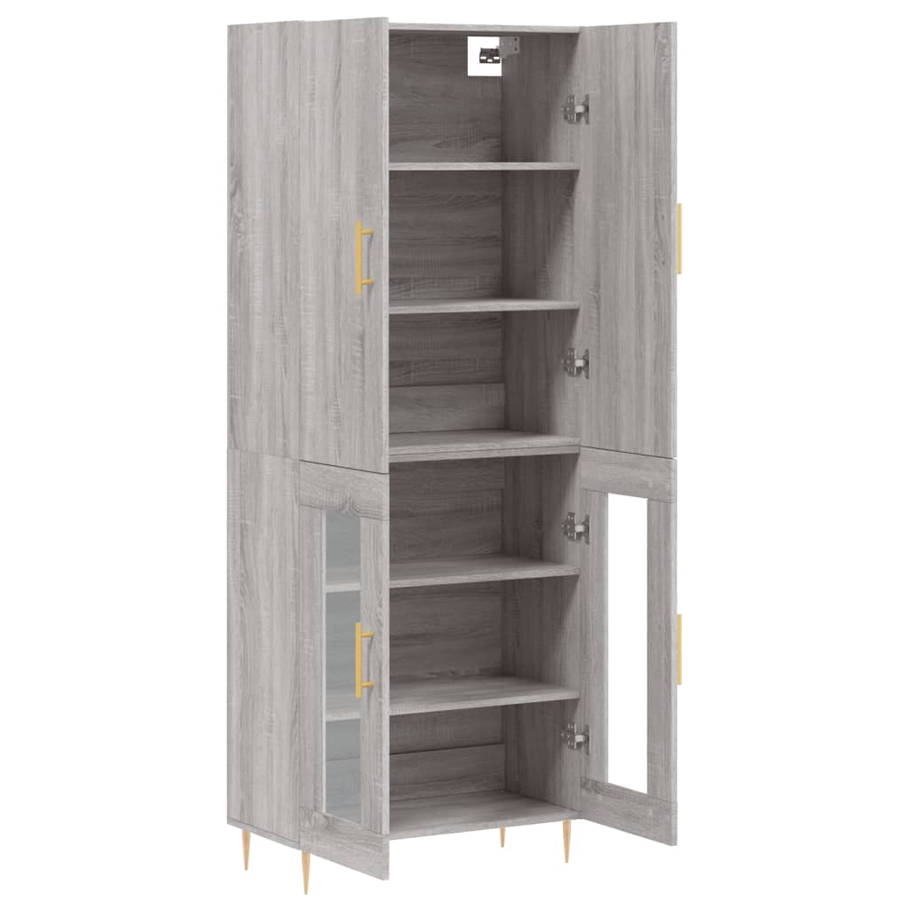 Highboard Grå Sonoma 69,5X34X180 Cm Konstruert Tre