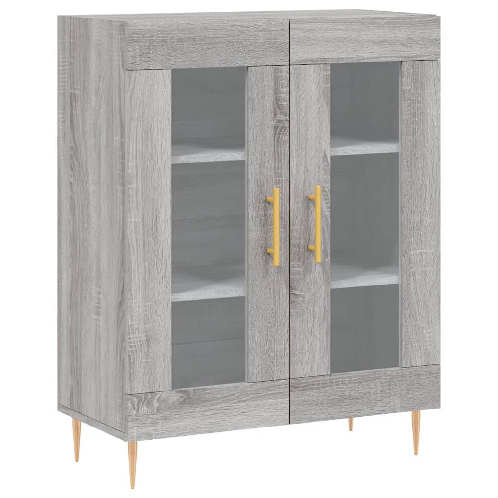 Highboard Grå Sonoma 69,5X34X180 Cm Konstruert Tre
