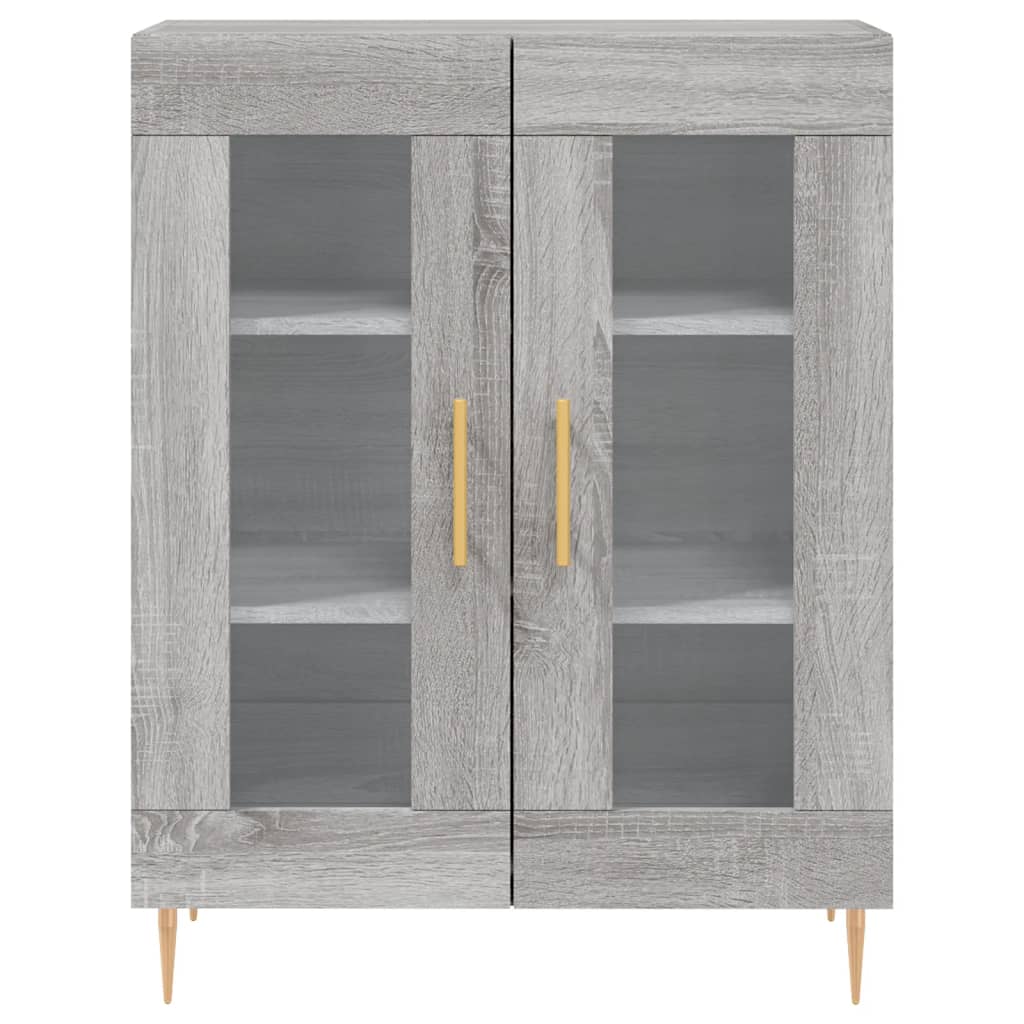 Highboard Grå Sonoma 69,5X34X180 Cm Konstruert Tre