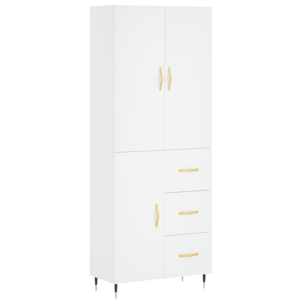 Highboard Hvit 69,5X34X180 Cm Konstruert Tre
