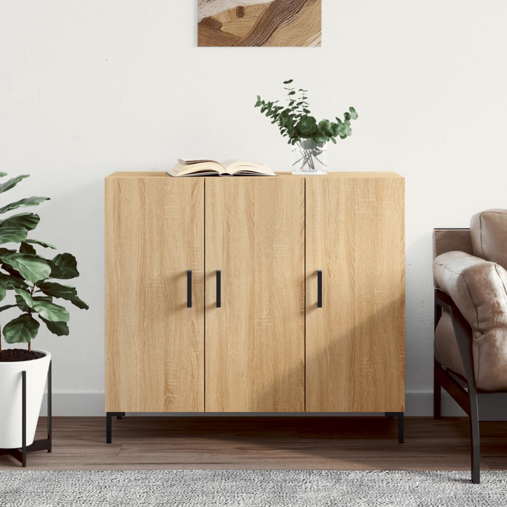Skjenk Sonoma Eik 90X34X80 Cm Konstruert Tre