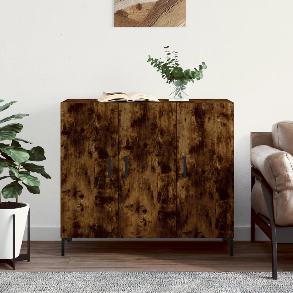 Skjenk Røkt Eik 90X34X80 Cm Konstruert Tre