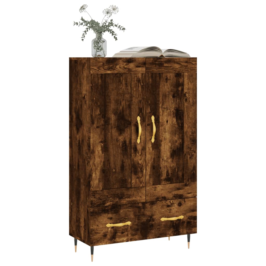Highboard Røkt Eik 69,5X31X115 Cm Konstruert Tre