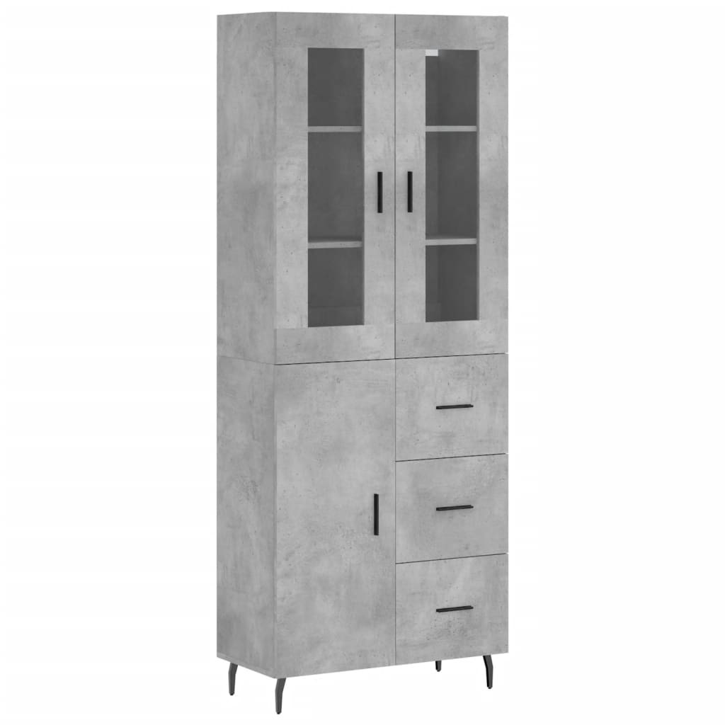 Highboard Betonggrå 69,5X34X180 Cm Konstruert Tre