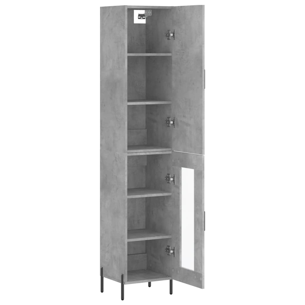 Highboard Betonggrå 34,5X34X180 Cm Konstruert Tre