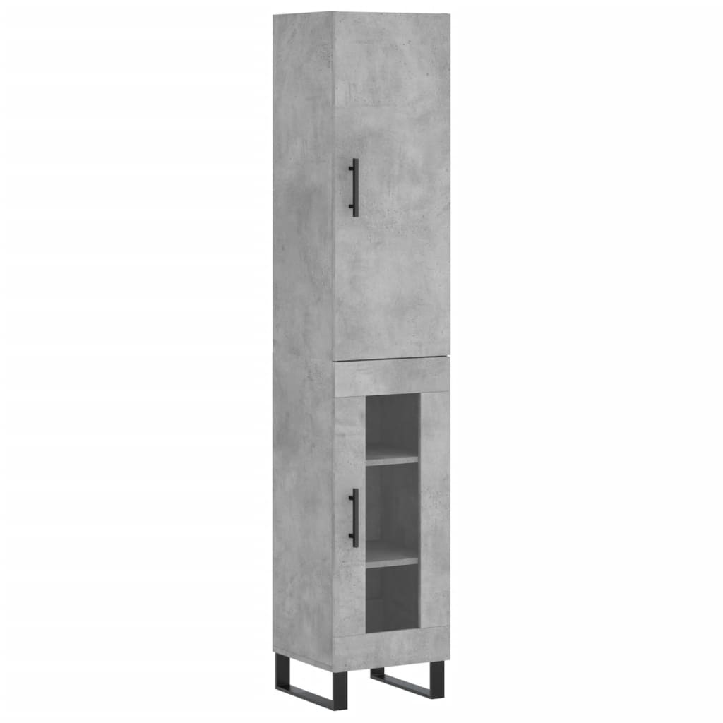 Highboard Betonggrå 34,5X34X180 Cm Konstruert Tre