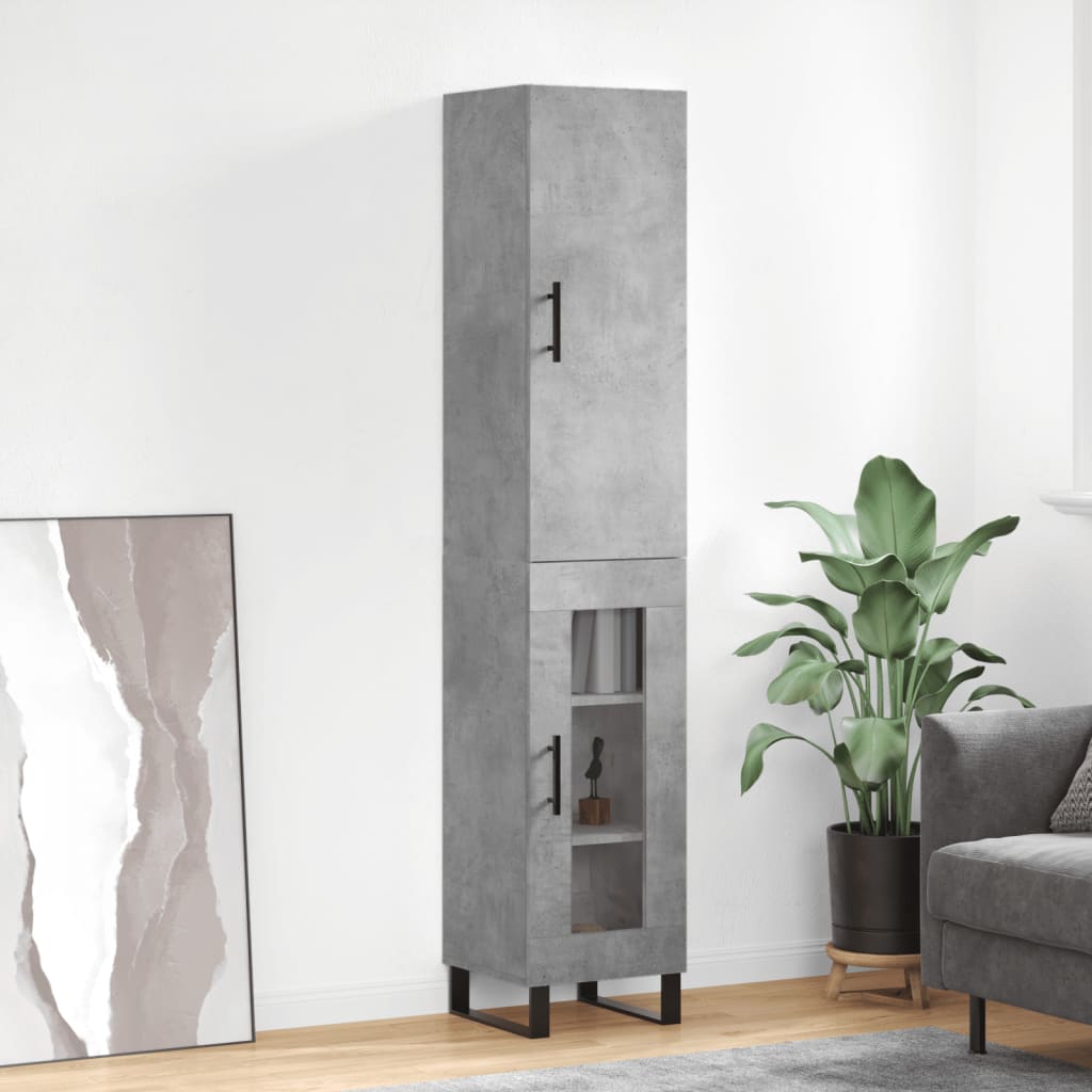 Highboard Betonggrå 34,5X34X180 Cm Konstruert Tre