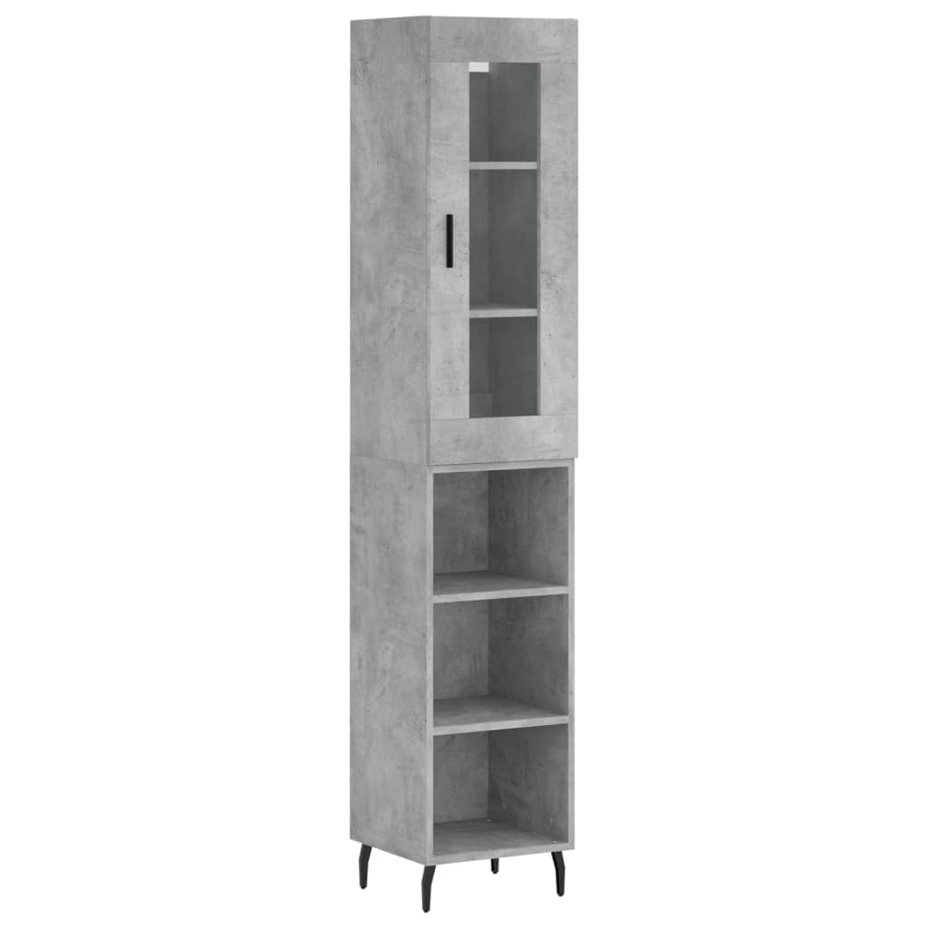 Highboard Betonggrå 34,5X34X180 Cm Konstruert Tre