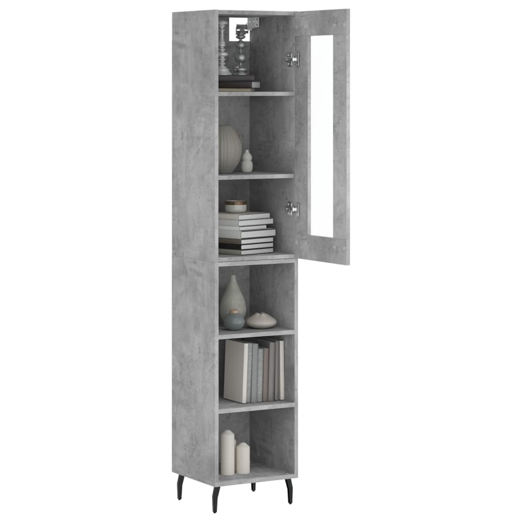 Highboard Betonggrå 34,5X34X180 Cm Konstruert Tre