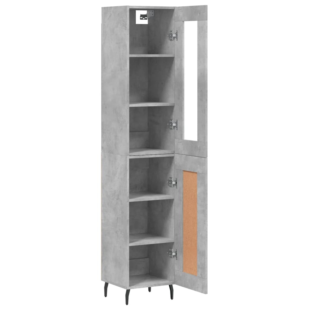 Highboard Betonggrå 34,5X34X180 Cm Konstruert Tre