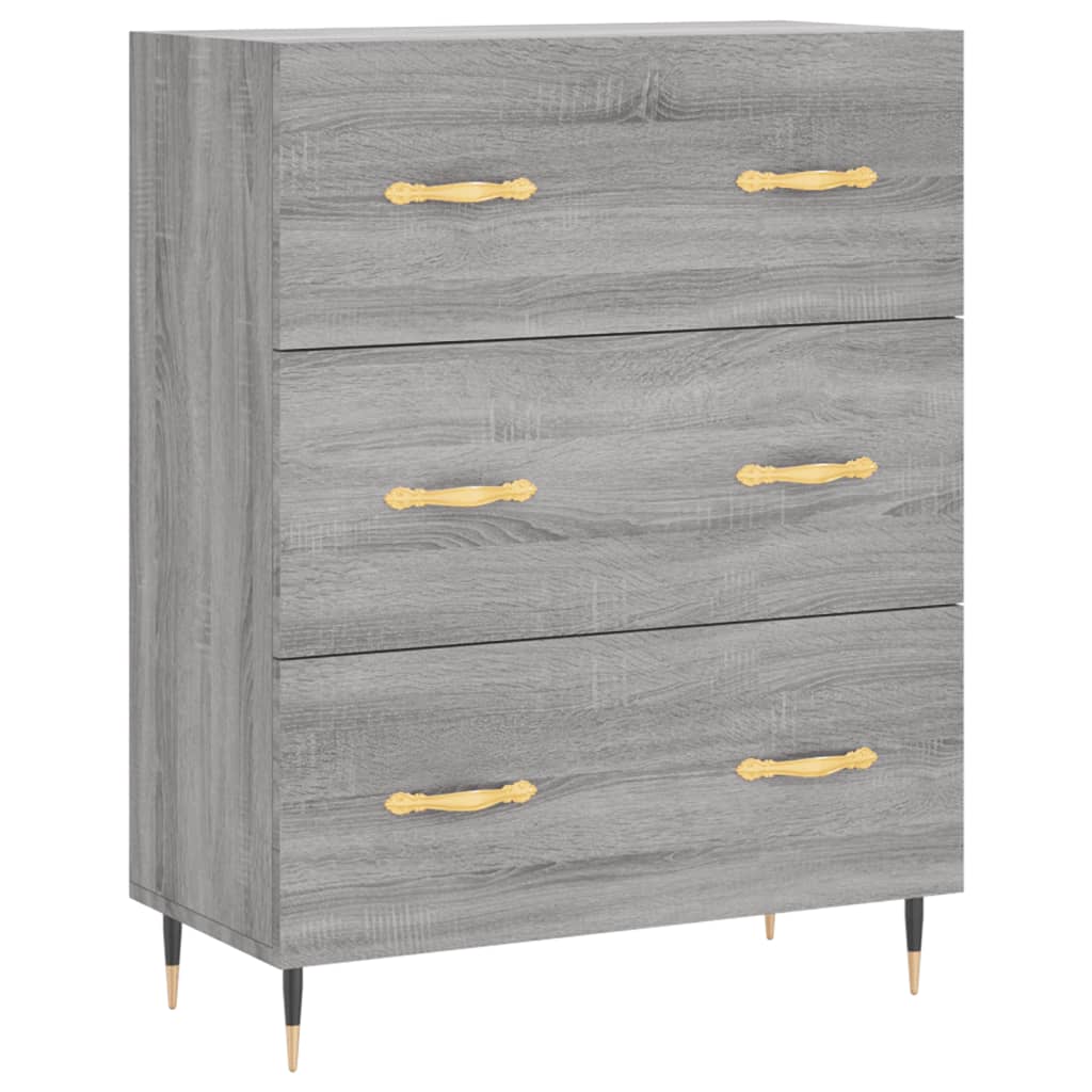 Highboard Grå Sonoma 69,5X34X180 Cm Konstruert Tre