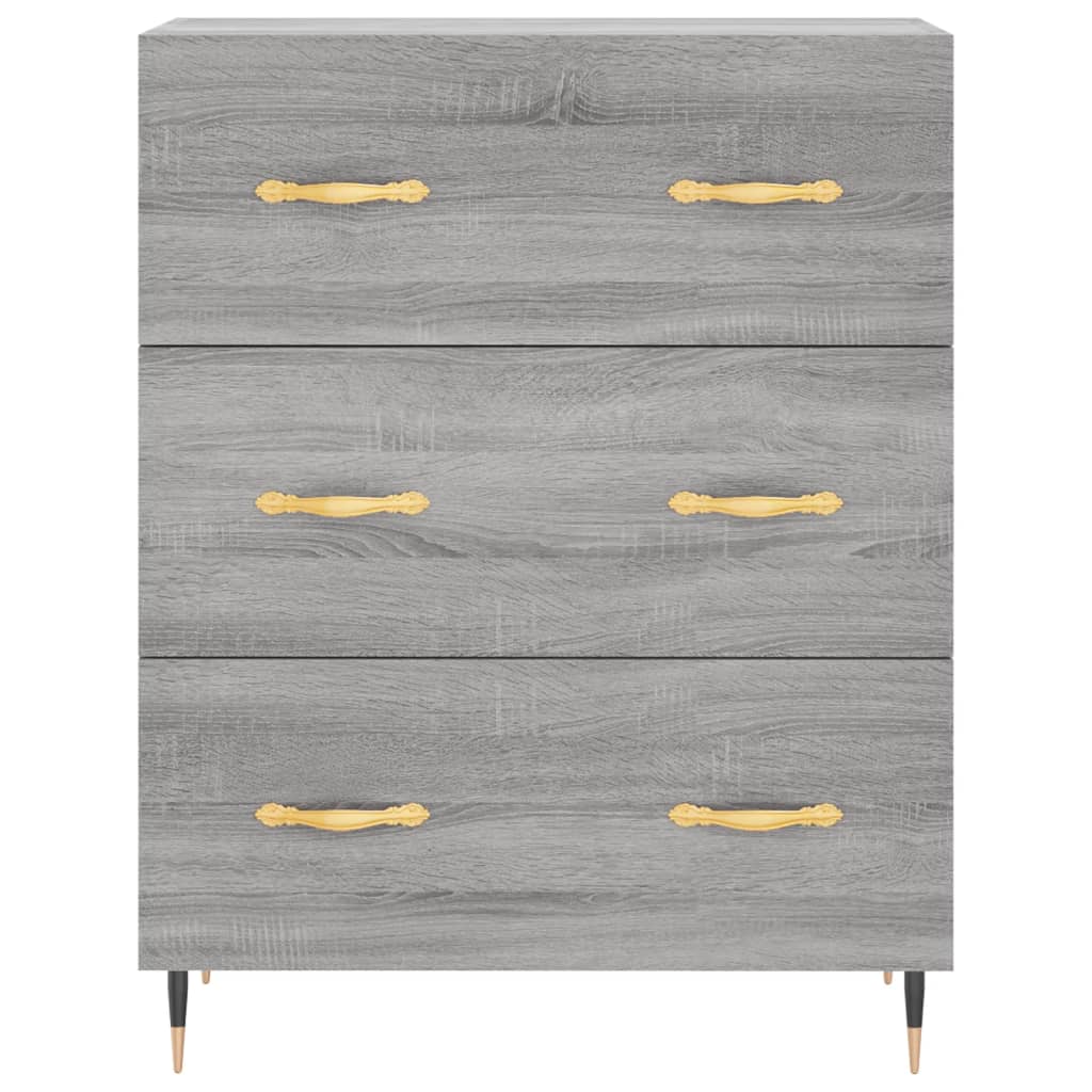 Highboard Grå Sonoma 69,5X34X180 Cm Konstruert Tre