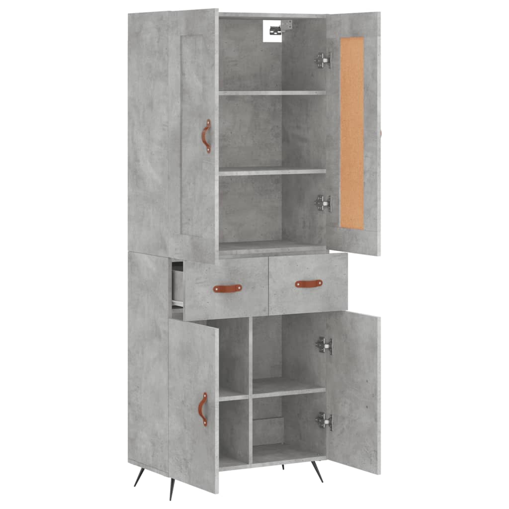 Highboard Betonggrå 69,5X34X180 Cm Konstruert Tre