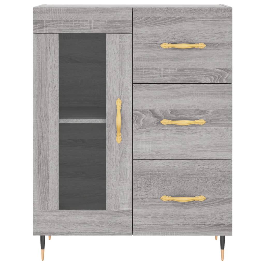 Highboard Grå Sonoma 69,5X34X180 Cm Konstruert Tre
