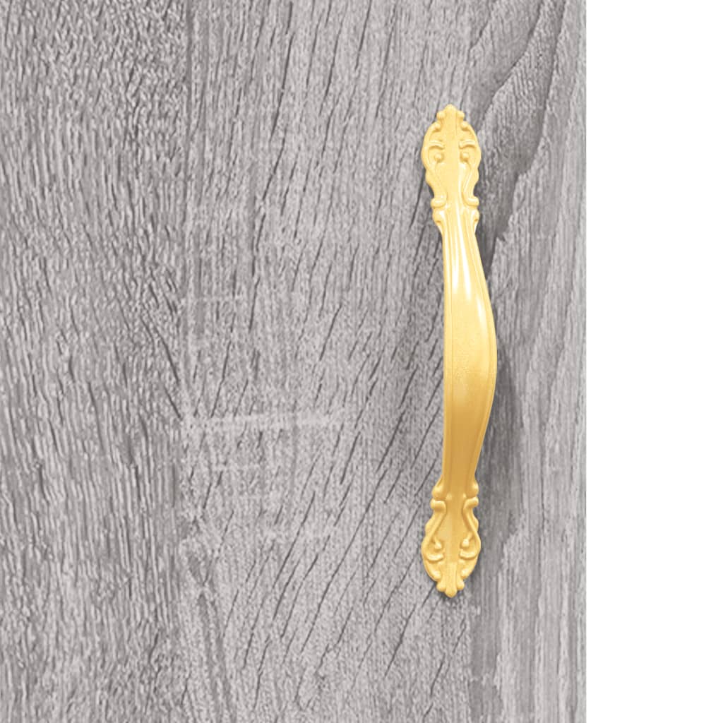 Highboard Grå Sonoma 69,5X34X180 Cm Konstruert Tre