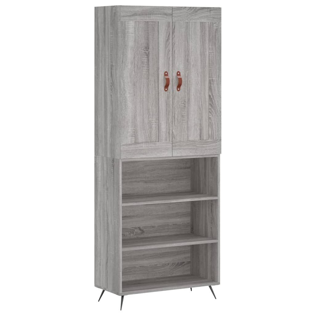 Highboard Grå Sonoma 69,5X34X180 Cm Konstruert Tre