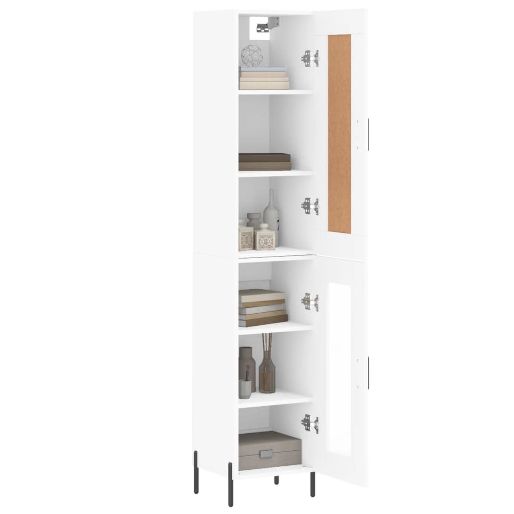 Highboard Hvit 34,5X34X180 Cm Konstruert Tre