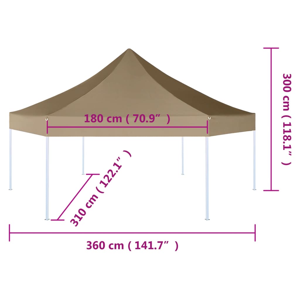 Popup partytelt sammenleggbart sekskantet gråbrun 220g/m²