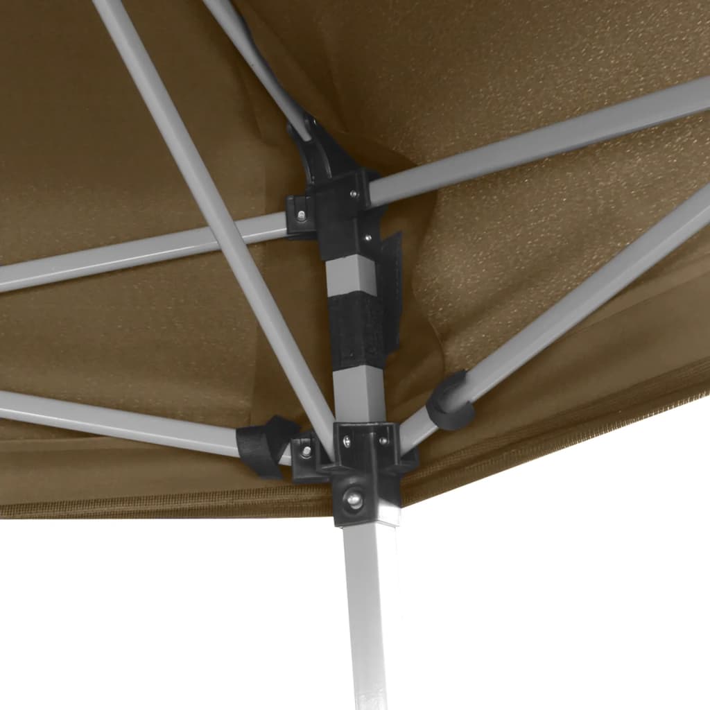 Popup telt med sidevegger sekskantet 3,6x3,1 m gråbrun 220g/m²