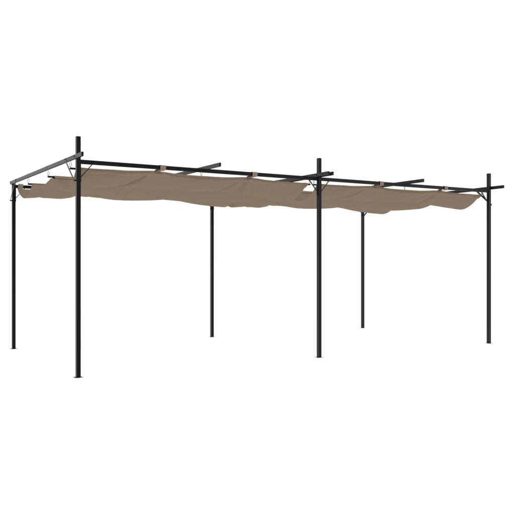 Pergola med uttrekkbar tak gråbrun 589x292x230 cm