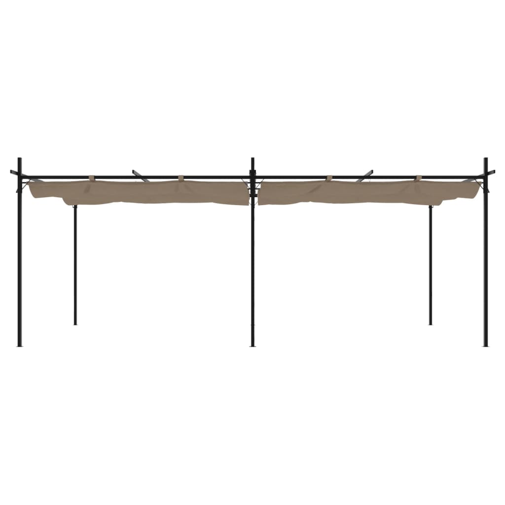 Pergola med uttrekkbar tak gråbrun 589x292x230 cm