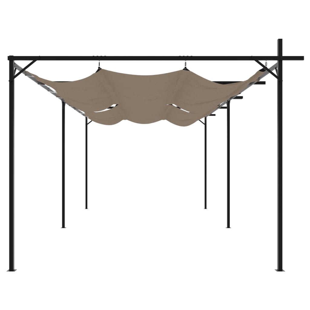Pergola med uttrekkbar tak gråbrun 589x292x230 cm