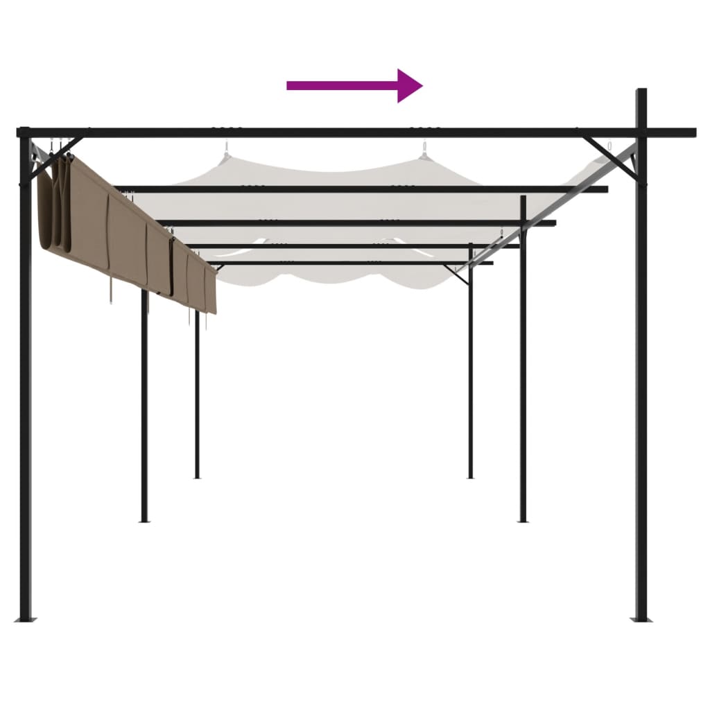 Pergola med uttrekkbar tak gråbrun 589x292x230 cm
