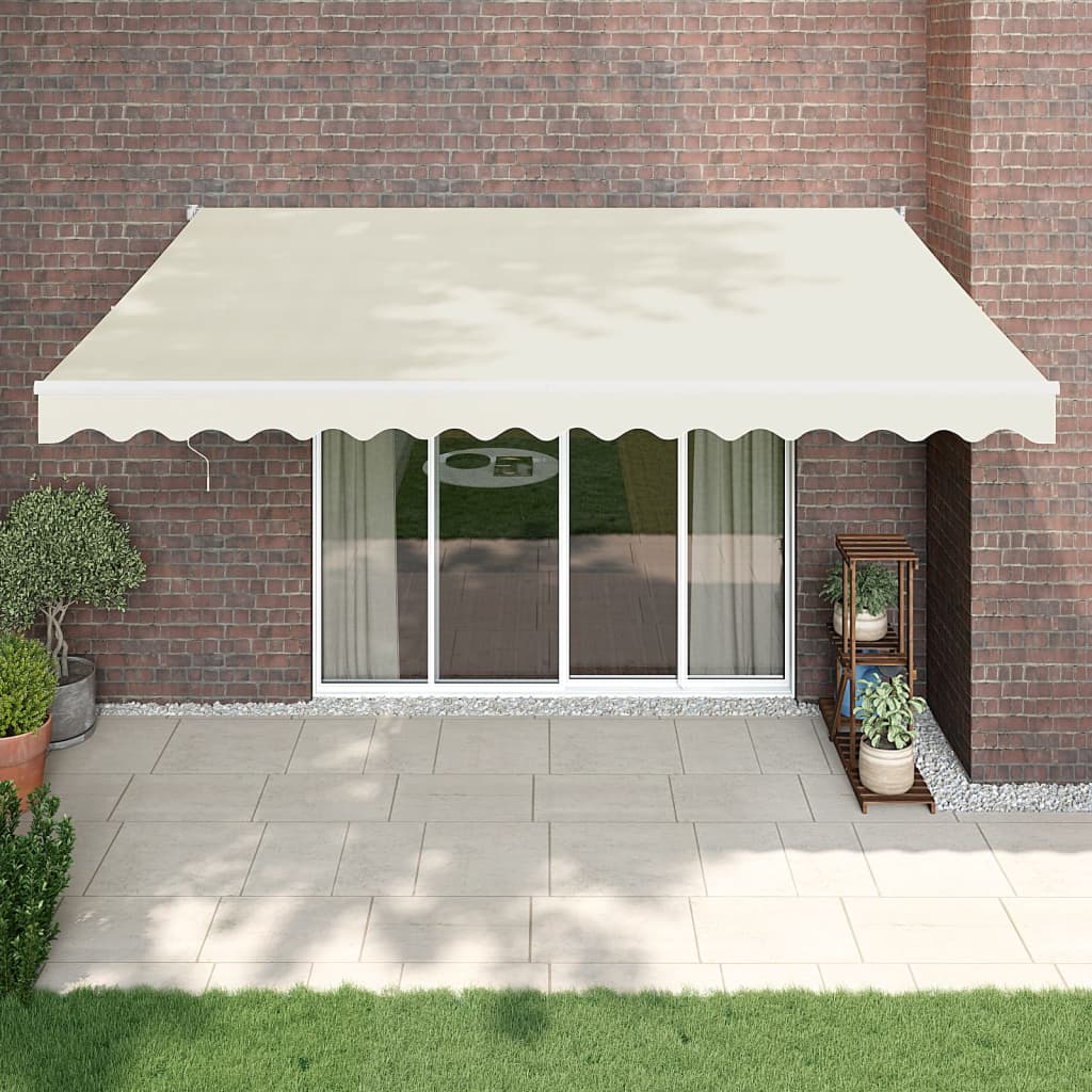 Uttrekkbar markise kremhvit 4x3 m stoff og aluminium