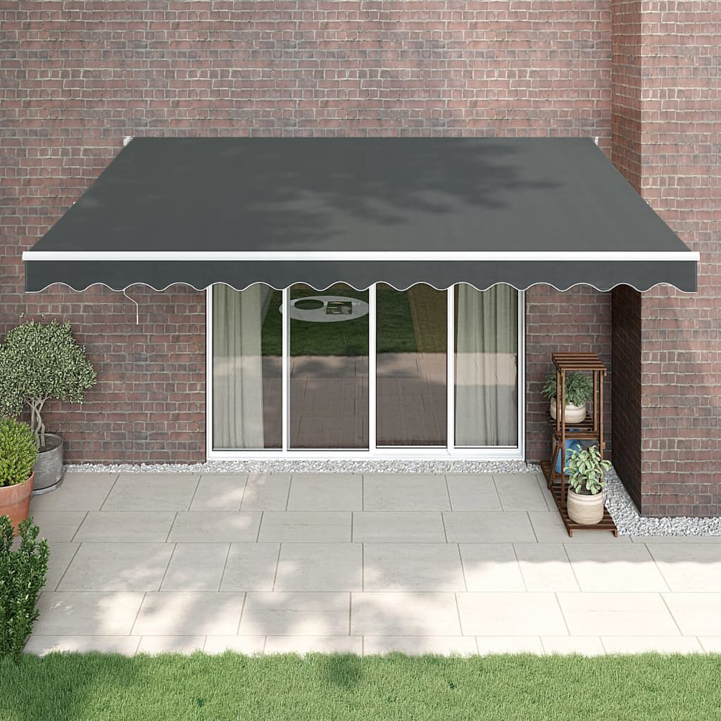 Uttrekkbar markise antrasitt 4,5x3 m stoff og aluminium