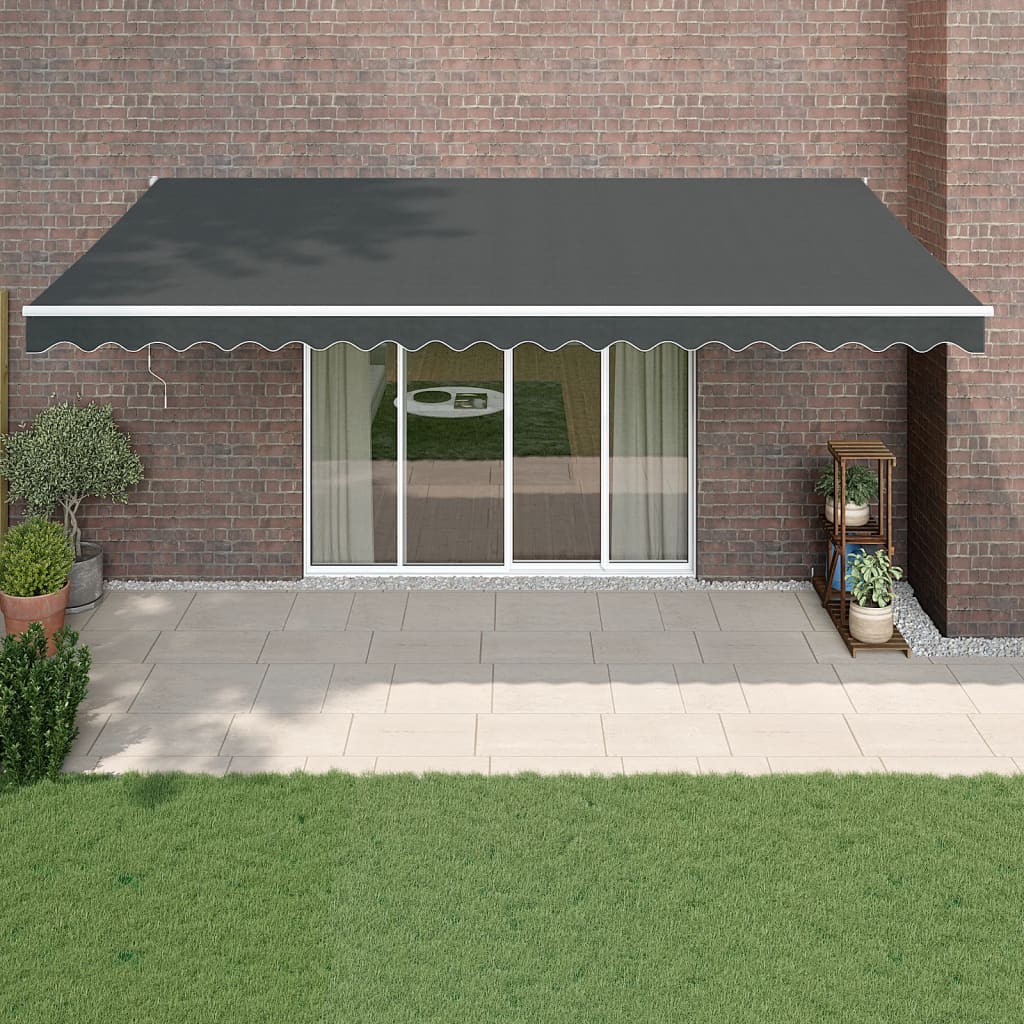 Uttrekkbar markise antrasitt 5x3 m stoff og aluminium