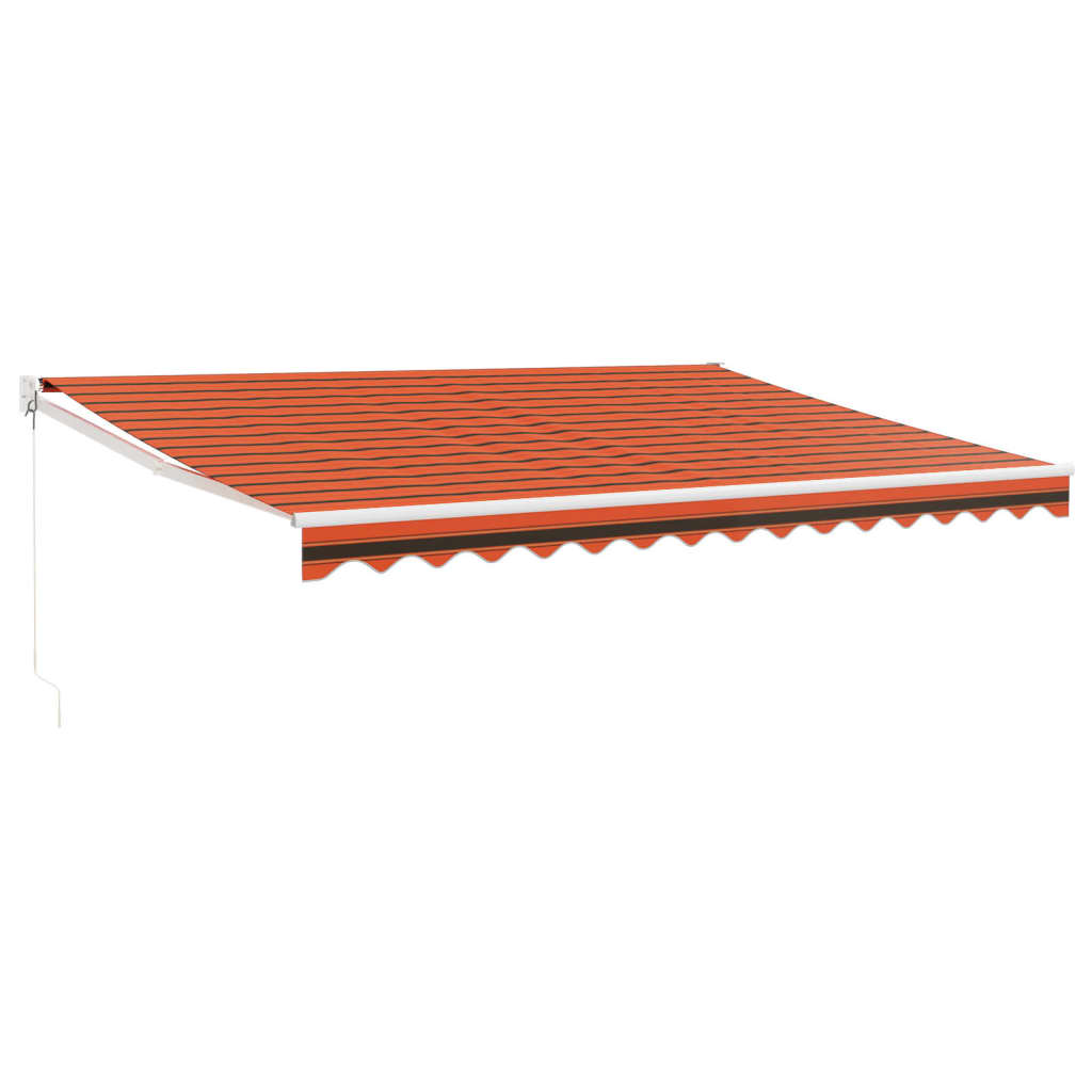 Uttrekkbar markise oransje og brun 4,5x3 m stoff og aluminium