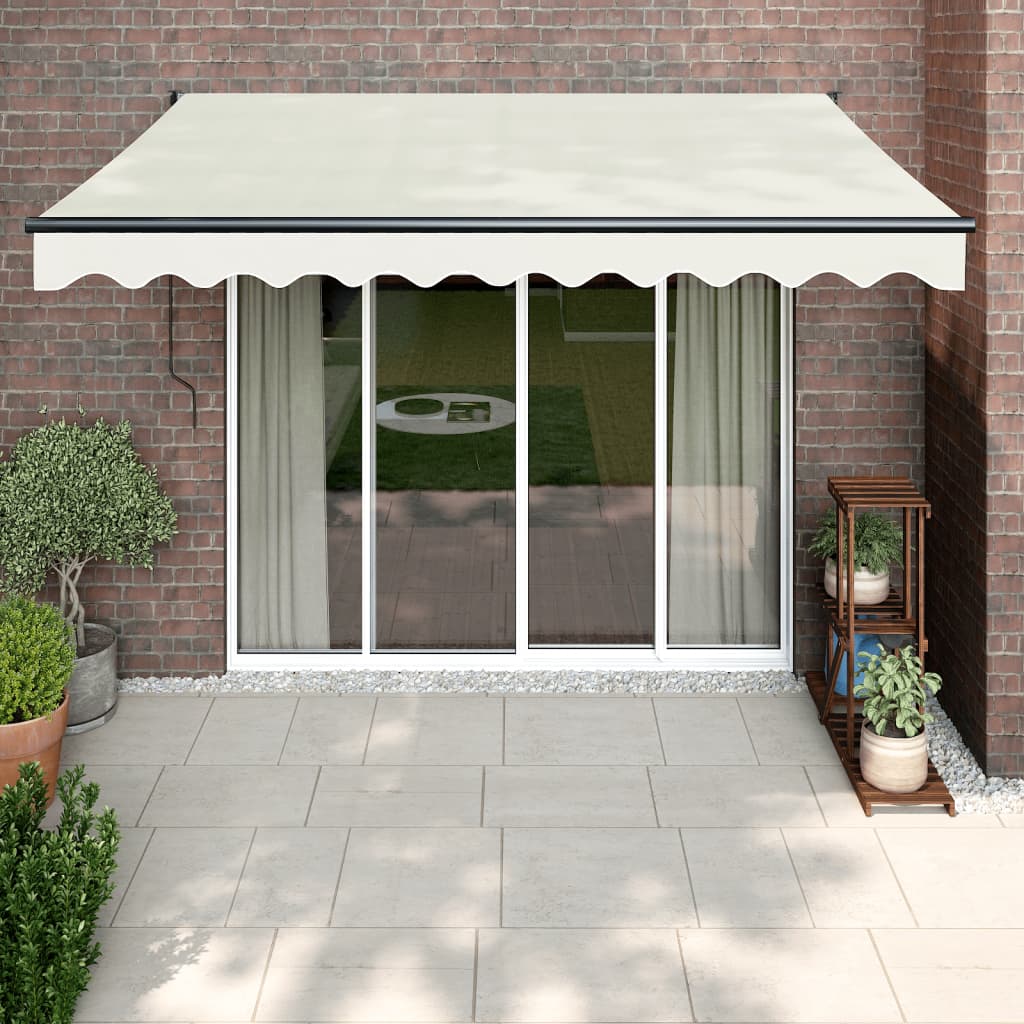 Uttrekkbar markise kremhvit 3,5x2,5 m stoff og aluminium