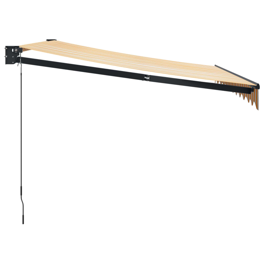 Uttrekkbar markise gul og hvit 3,5x2,5 m stoff og aluminium