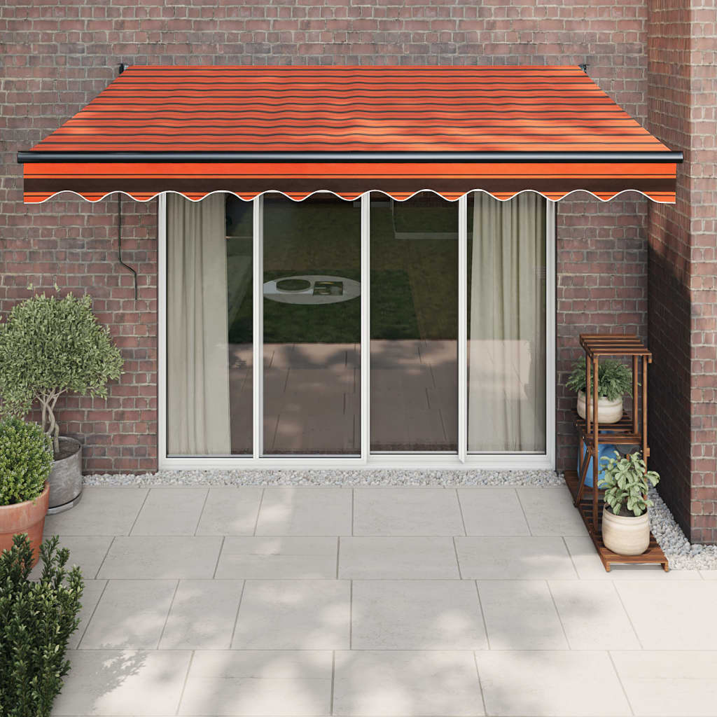 Uttrekkbar markise oransje og brun 3x2,5 m stoff og aluminium