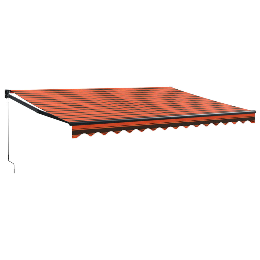 Uttrekkbar markise oransje og brun 4x3 m stoff og aluminium