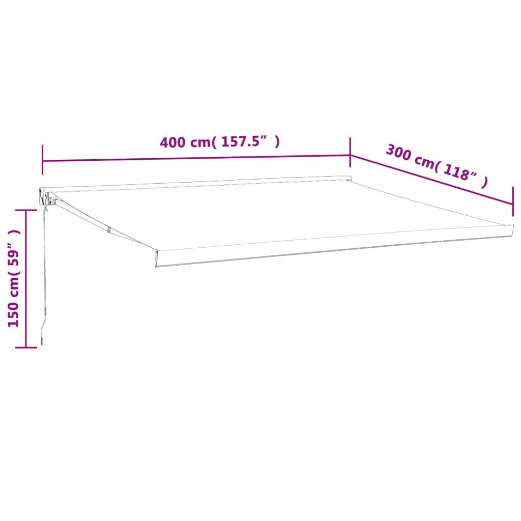 Uttrekkbar markise kremhvit 4x3 m stoff og aluminium