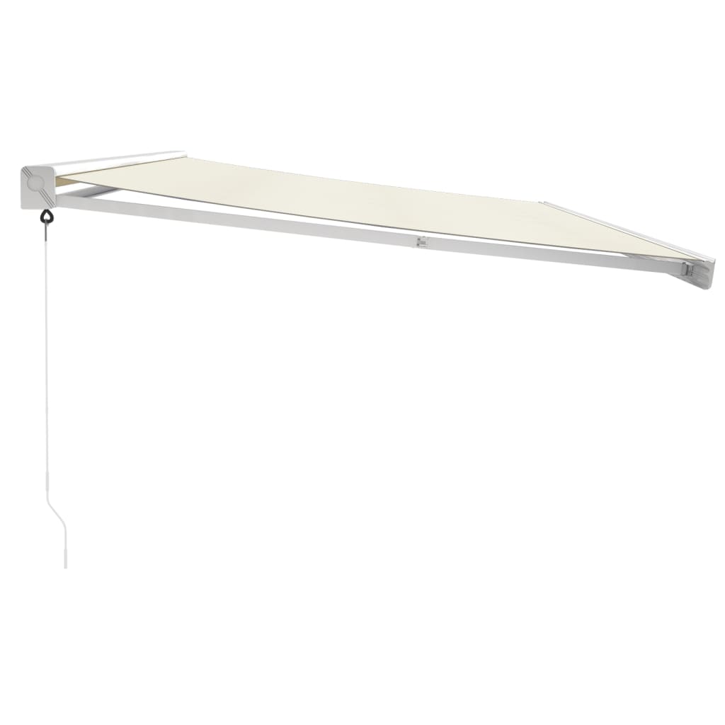 Uttrekkbar markise kremhvit 5x3 m stoff og aluminium